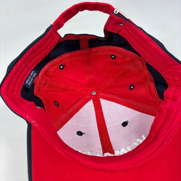 Komatsu Red Black Hi-Density Embroidered Strapback Cap Hat w/ American Flag - Picture 8 of 8